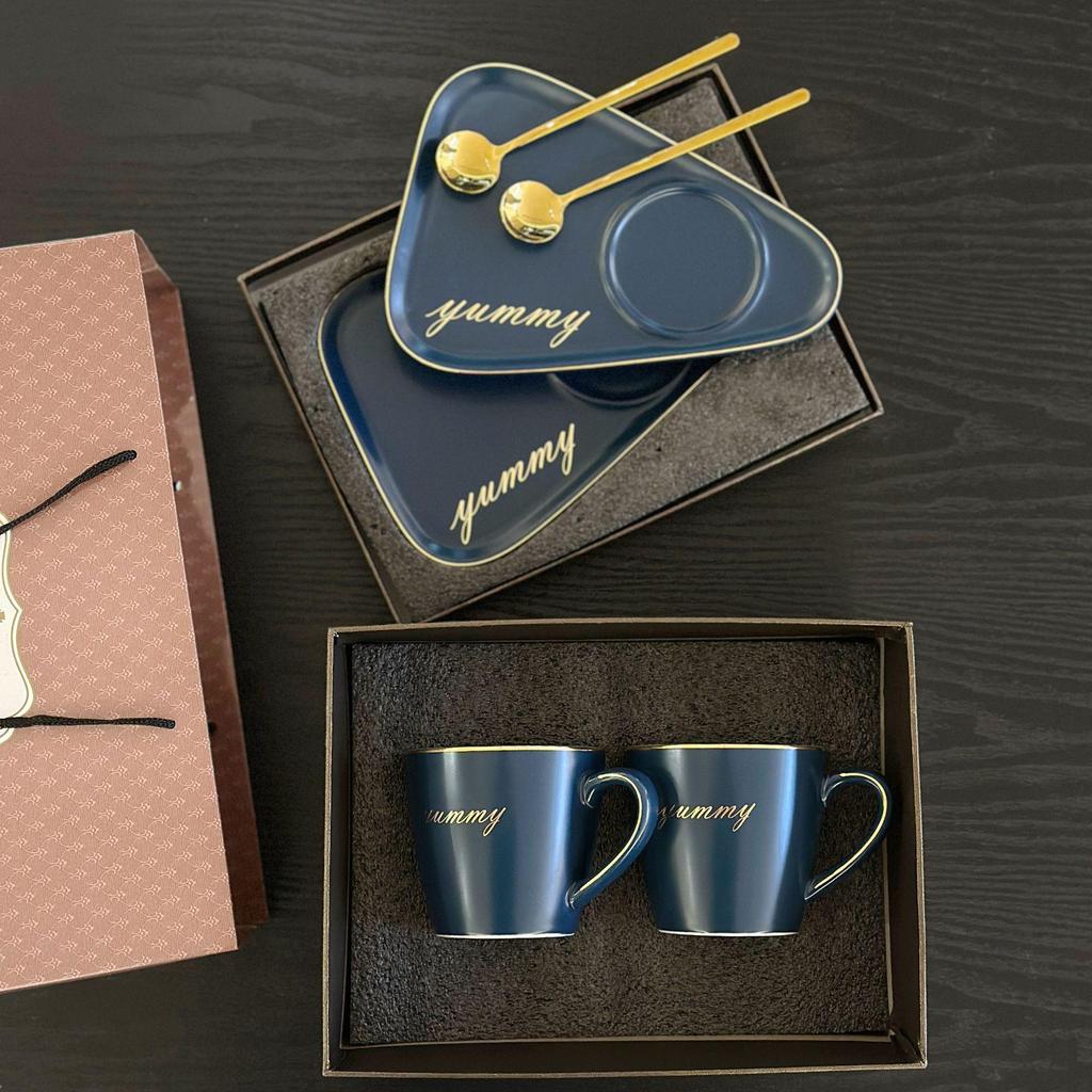 Luxury Triangle Coffee Cup & Saucer Set with Spoon - Ideal Gift with Custom Logo