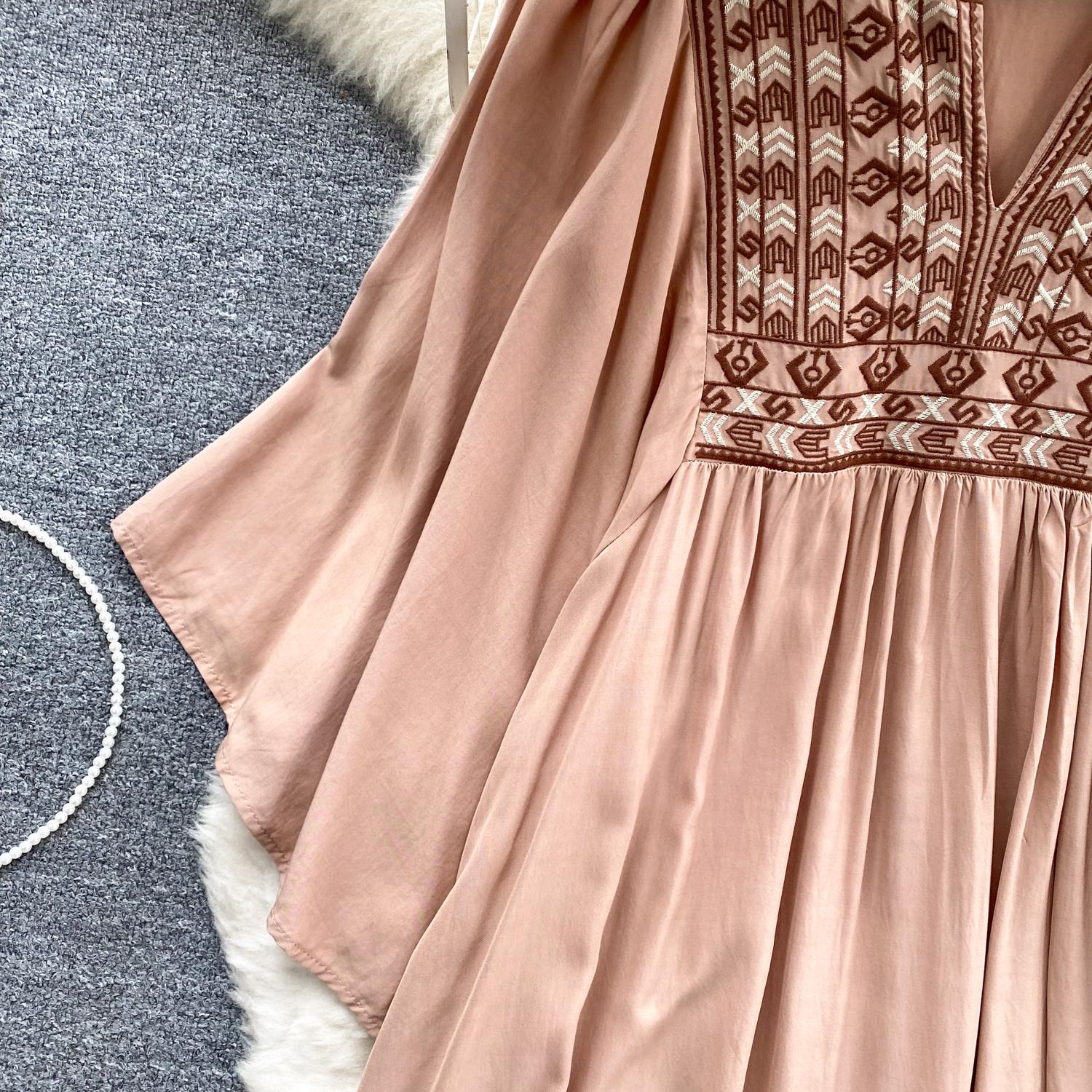 Женские платья Новое поступление V-образный вырез вышитый воланами край длинный — фото 16