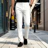 Men's Summer Business Casual Pants, White Cropped Pants, Light Luxury Slim Straight-leg Pants, Men's Dress Pants