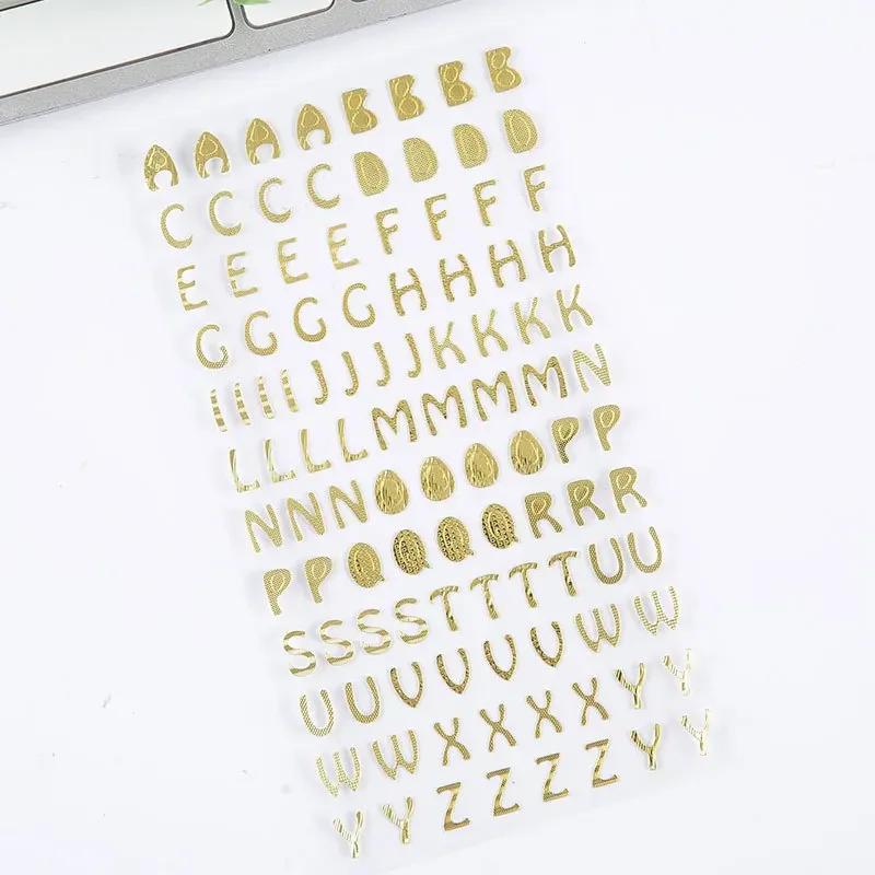 

Stereoscopic Alphabet Letter Numbers Gilded Sticker Silver/Gold Decorative for DIY Bronzing English Alphanumeric Stickers