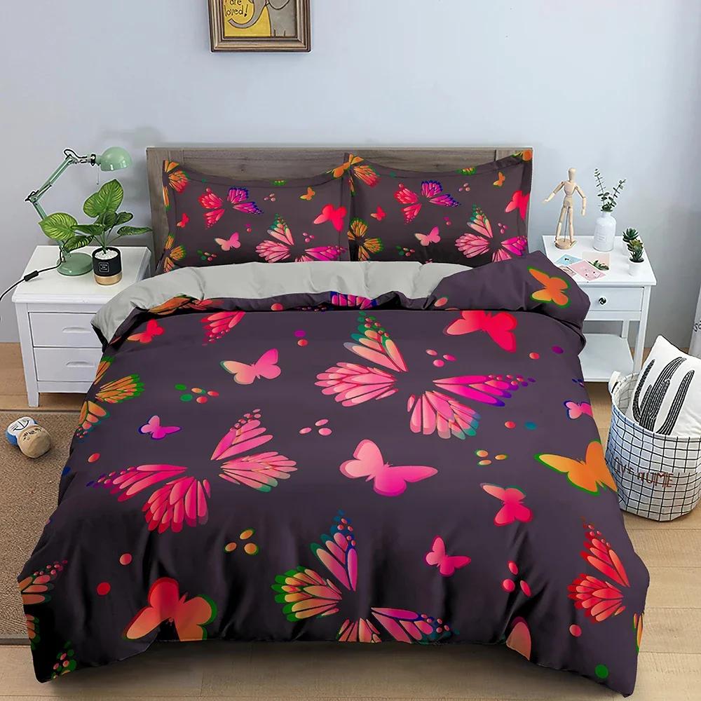 3D Printed Bedding Set Butterfly Comfortable Duvet Quilt Cover Pillowcase Bedding Set Children Bedroom Decoration Home Textile