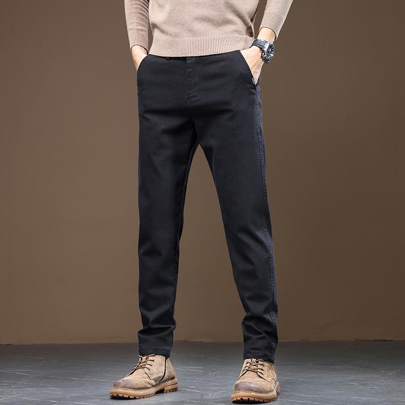 Douyin Men's 2024 Winter Fleece-Lined Straight-Leg Casual Pants
