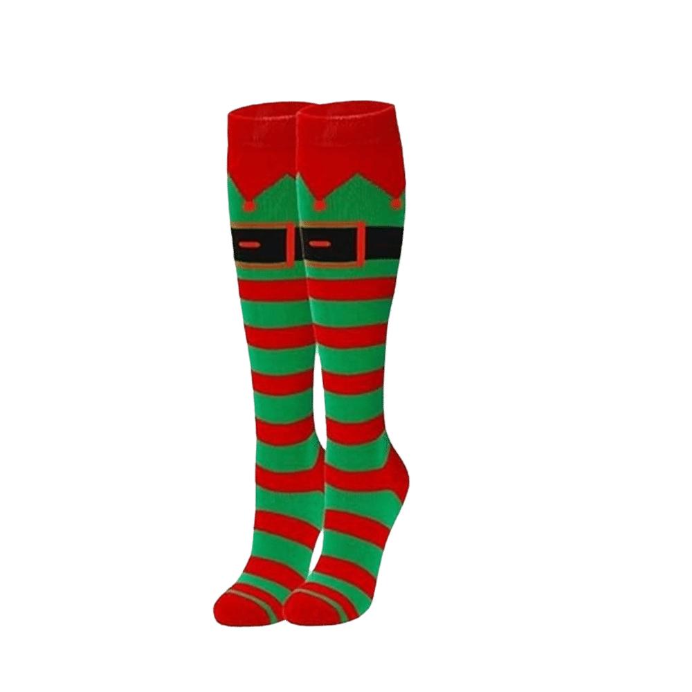 Warm Striped Knee High Socks Holiday Christmas Santa Stockings Fashion Knee High Stockings Unisex