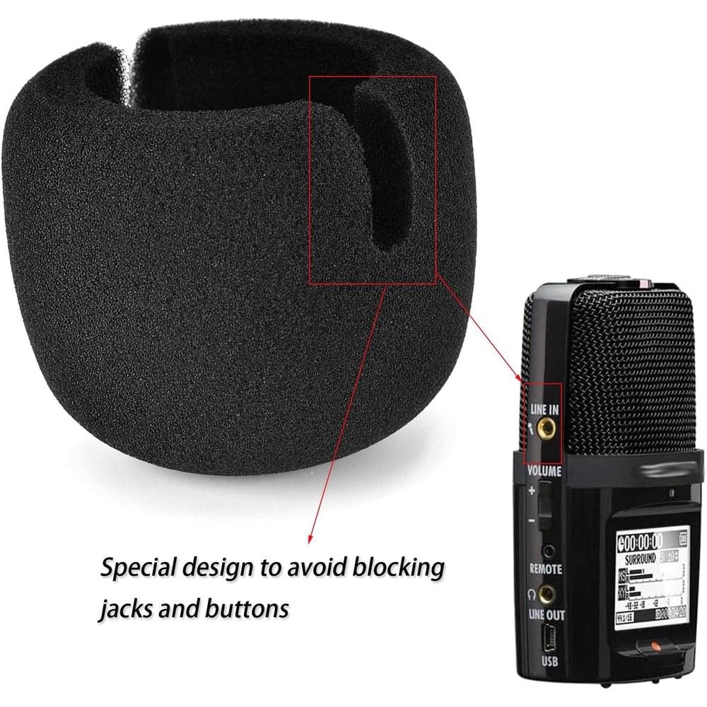 V-MOTA Microphone Wind Screen Foam Cover 2 pcs for Zoom H2N Portable Handheld Sound Quality Wind Noise Reduction Black