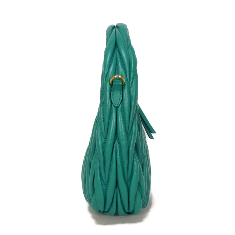 Used Wonder Matelasse Hobo Bag (12166), 5BC125 N88 F0K41 7922, with RFID, Green, 2-Way Logo, Laguna, Women's from Japan