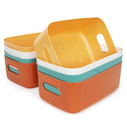 RAIN QUEEN Storage Baskets, Storage Boxes, Trinket Boxes, Polypropylene Cases, Set of 8, Multicolored, Small Item Organizers, Desktop Storage Cases wi