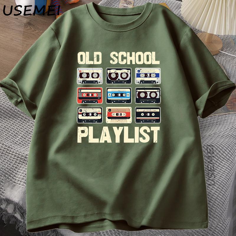 Kassettenband Musik Old School T-Shirt Playlist Digitales T-Shirt Baumwolle Kurzarm Rundhals T-Shirt Sommer T-Shirts Rundhals