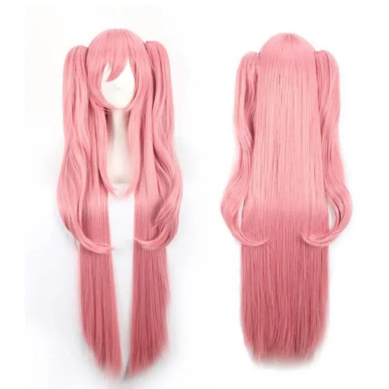 

Парик для косплея аниме Krul Tepes, 90 см, 120 см, розовый, длинный, с 2 хвостиками, термостойкие парики из синтетических волос + шапочка для парика 100cm бежевый