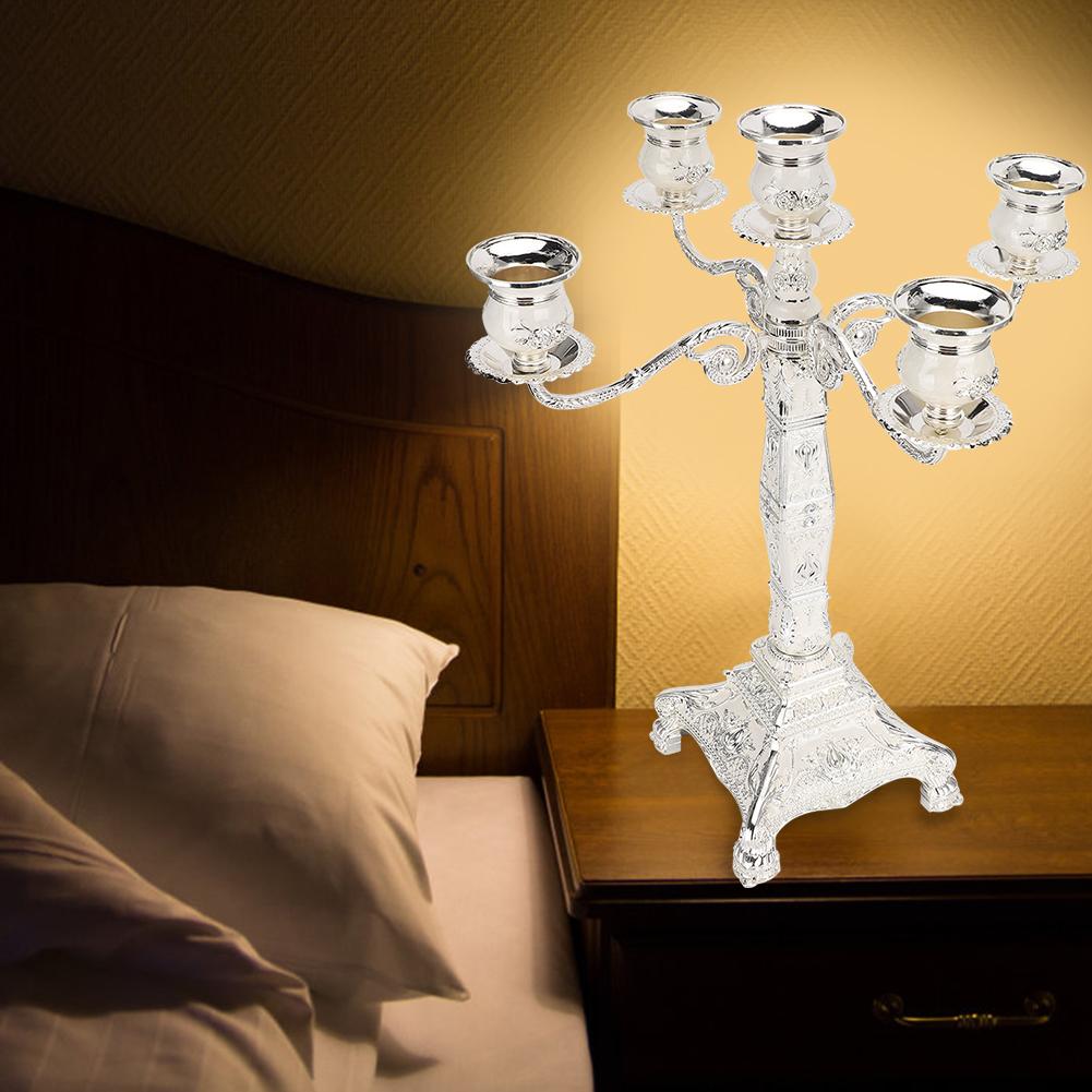 European Vintage Home Candelabra Embossed Candle Holder Dinner Table Wedding Ornaments