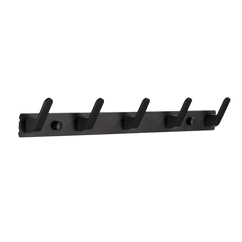 K Border No-Drill Solid Aluminum Coat Hook - Black/Gray