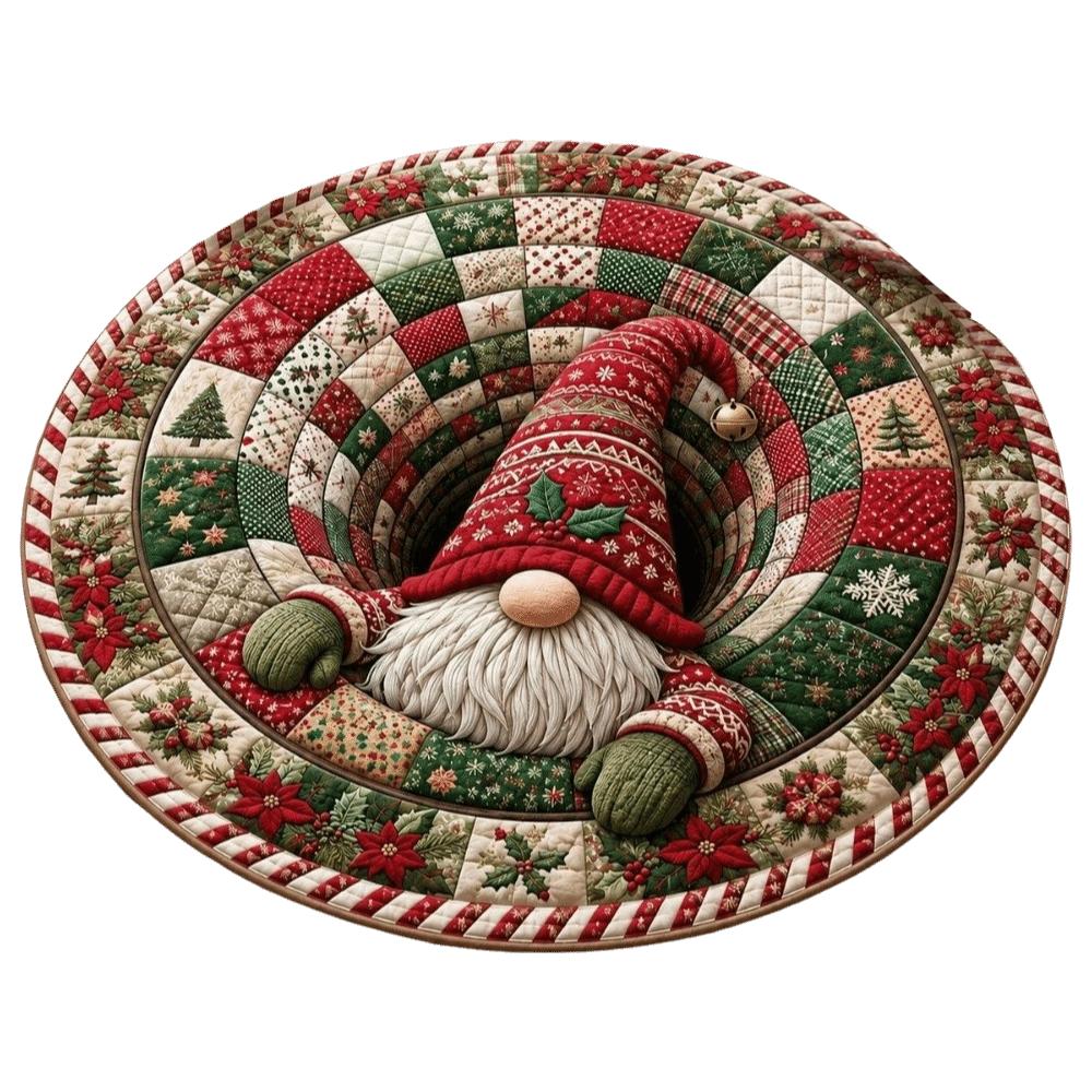 2D Flat Printed Christmas Rug Santa Claus Xmas Home Decor Round Vortex Carpet Christmas
