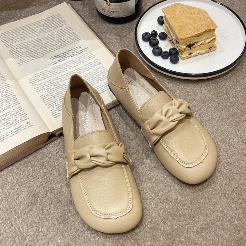 Simple and Fashionable Soft Leather Women's Shoes 2024 Spring New Shallow Cut Versatile Comfortable and Breathable Single Shoe