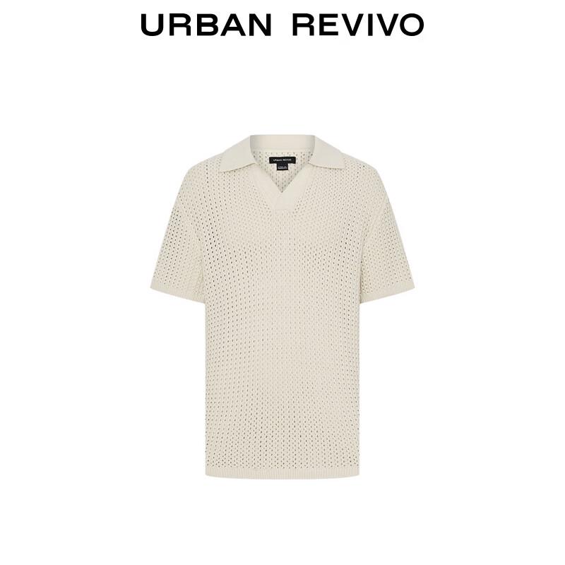 UR Men's Textured Hollow Short Sleeve Knit Polo Shirt