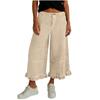 Women's Washed Denim Wide Leg Loose Nine Quarter Lace Jeans