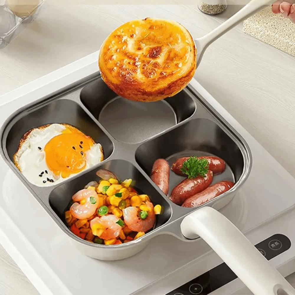 Ergonomic Handle Titanium Omelette Pan 3/4 Grid Pancake Pan Universal Breakfast Frying Pan  Burger