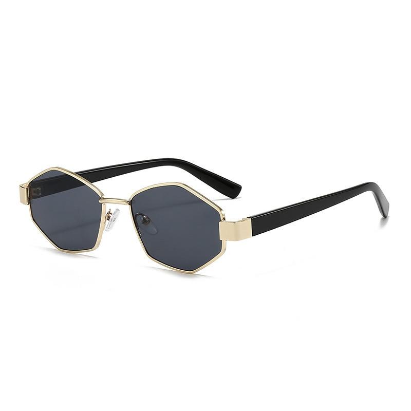 Trendy European American Style Polygonal Metal Sunglasses for Square Round Face Fashion Brand Glasses