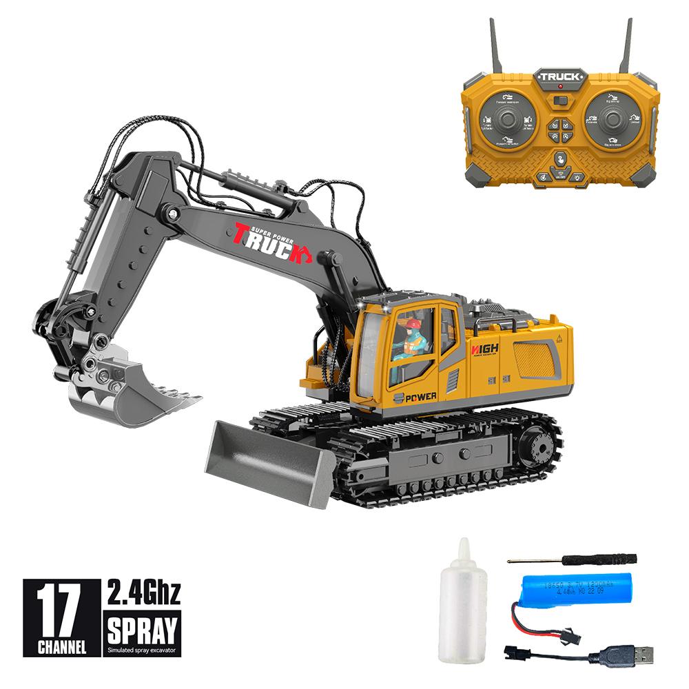 12/15/17ch Rc Excavator Alloy Truck Toy Kids 2.4g Radio Controlled Car Engineering Electric Vehicle Machine Christmas Gifts Boys