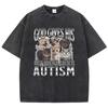 Novelty Meme God Gives His Most Powerful Autism Cat T Shirt Washed 100% Cotton T-Shirt Graphic Casual Streetwear Spring