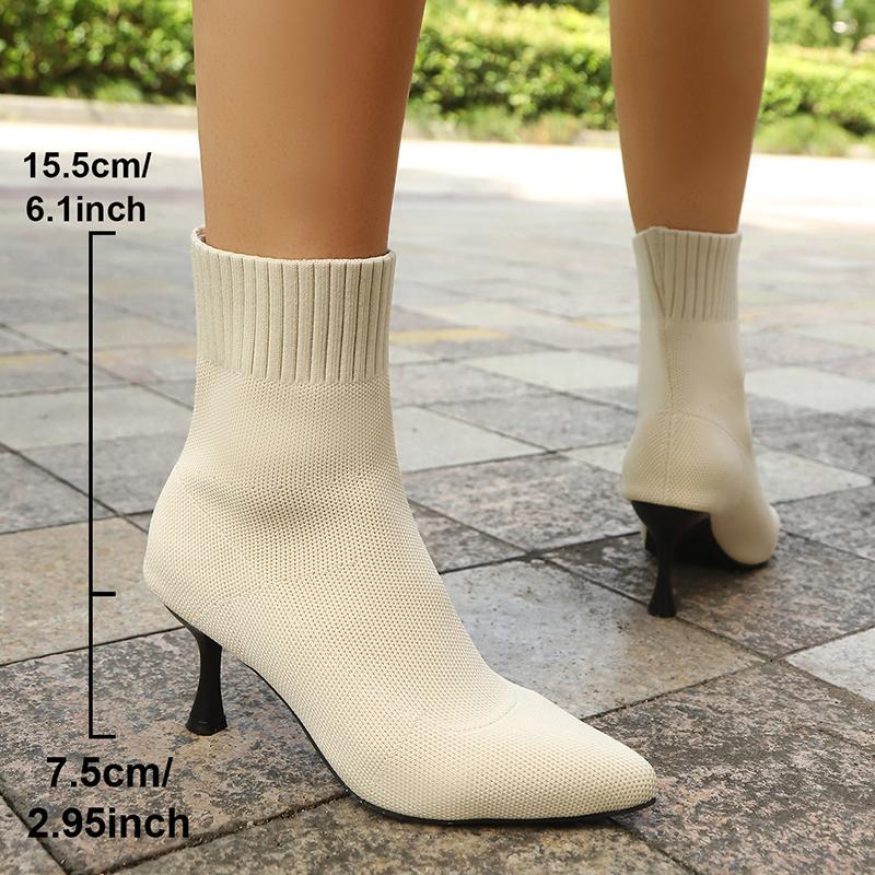 Fashion Fashion Slip On Slim Knitted Ankle Boots Women Plus Size Stretch High Heel Boots Woman Autumn Winter Thin Heeled Sock Booties