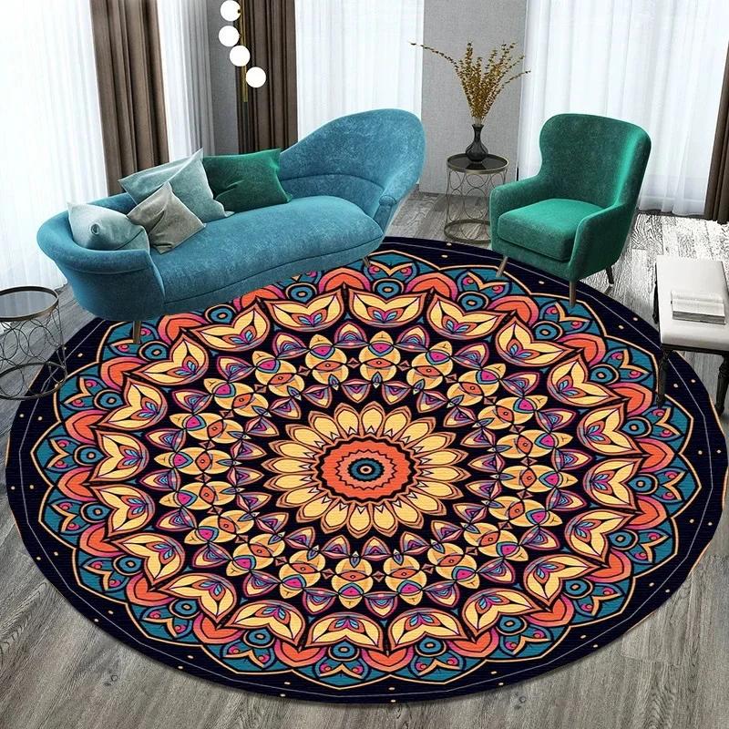 Bitcoin Round Carpet Anti-Slip Circle Area Rug Large for Home Living Room Floor Mat Bedroom Decor Chair Drum Rug Chair Doormat