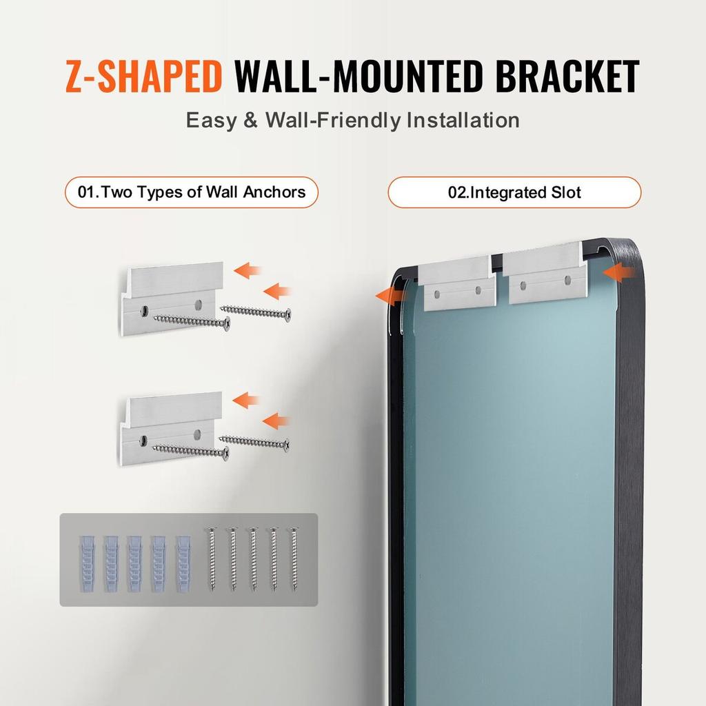 Square Wall Mounted Mirror 28" X 60" Mirror with Aluminium Alloy Frame