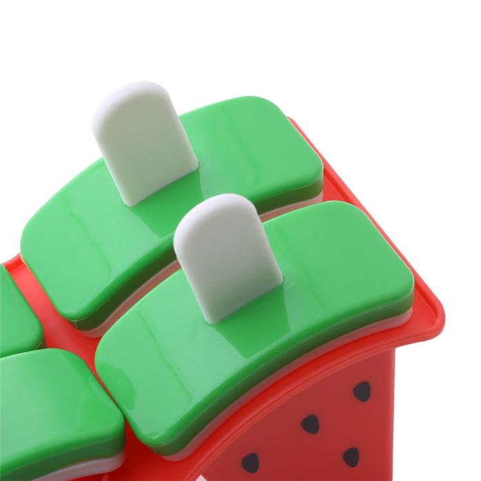 Summer 4 Hole Watermelon Popsicle Mold Ice Cream Mold DIY Homemade Mould with Sticks