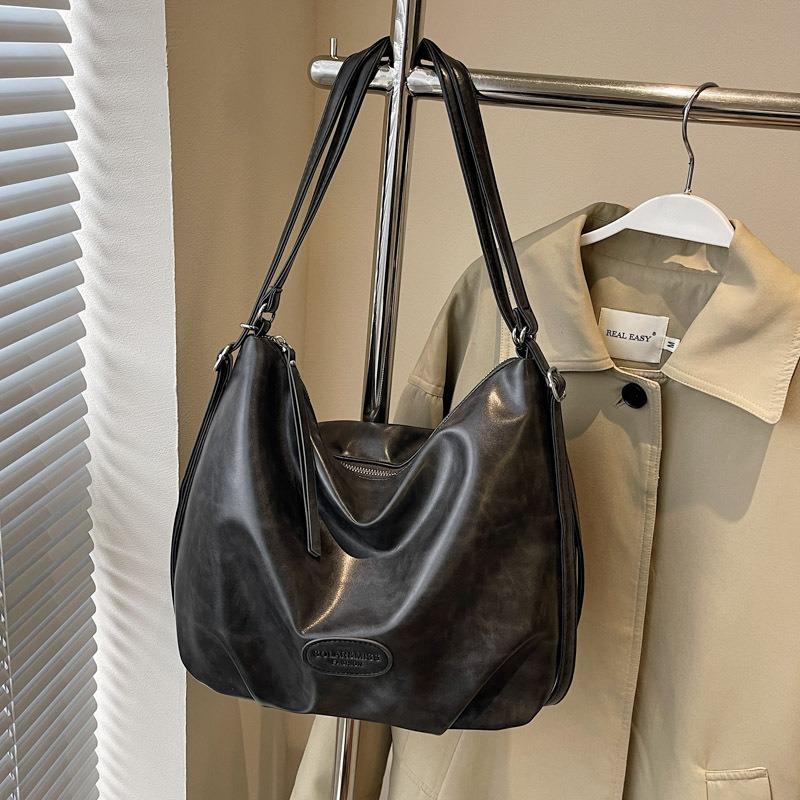 New Maillard Retro Soft Leather Tote Bag Trendy Casual Student Class Commute Large Capacity Backpack