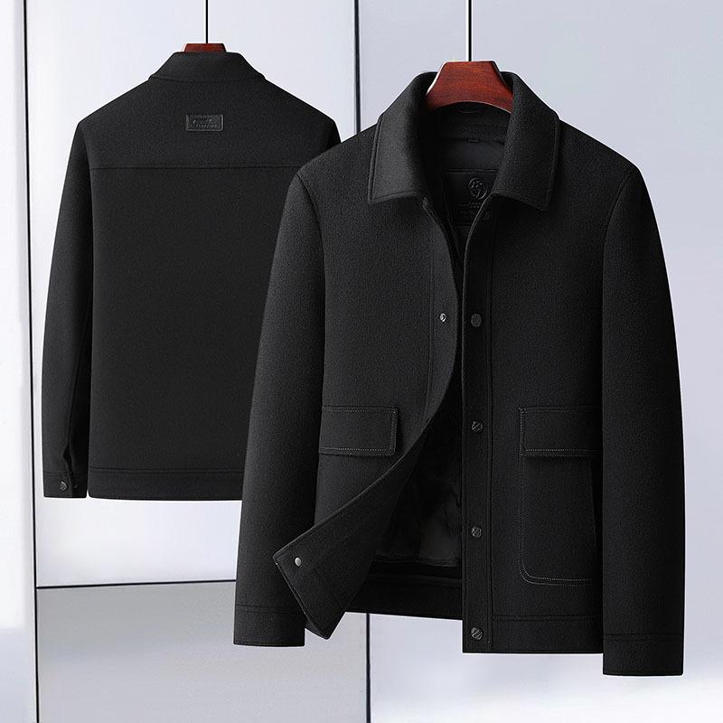 

Мужская двусторонняя нейлоновая шерстяная куртка, деловая, повседневная, с лацканами, на гусином пуху, с подкладкой, устойчивая к холоду, шерстяная куртка 195 чёрный