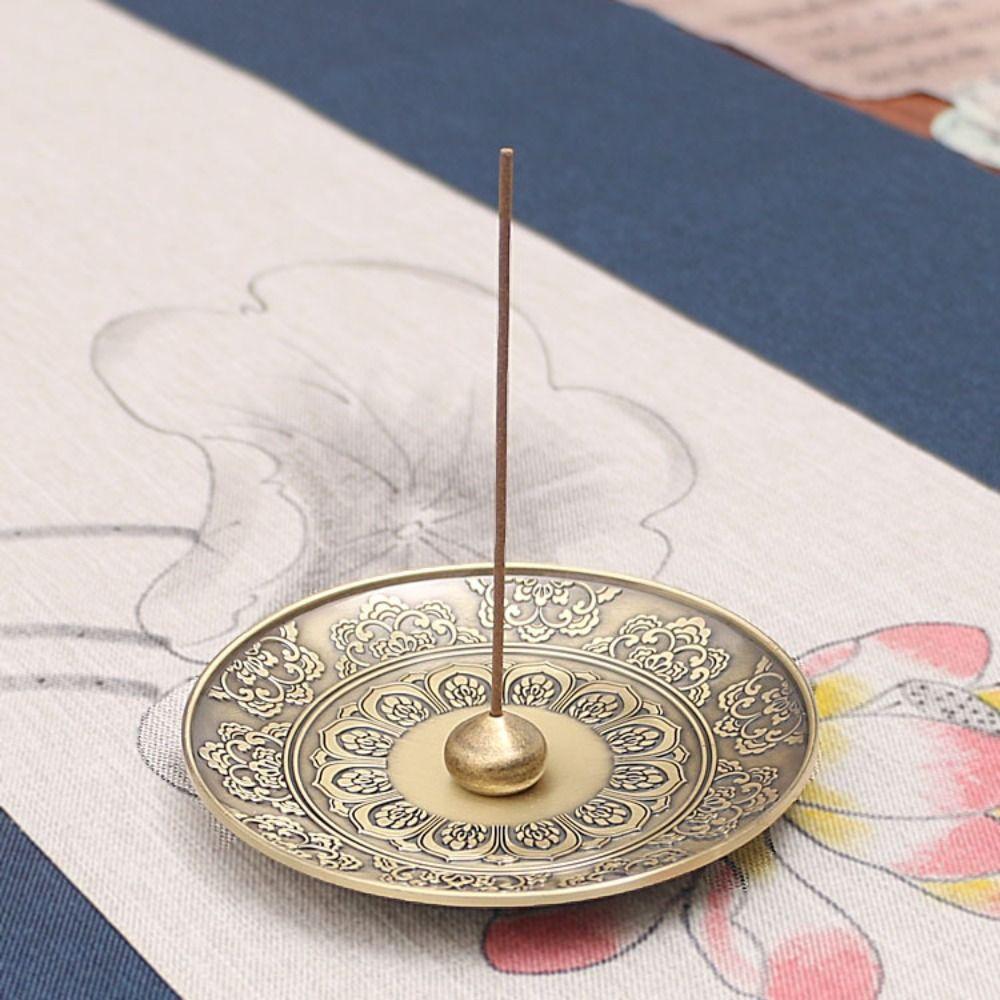 Retro Lotusblumen-Räucherstäbchenhalter Metallhandwerk Spiritueller Meditationsraum Zen-Räuchergefäß Heimdekoration