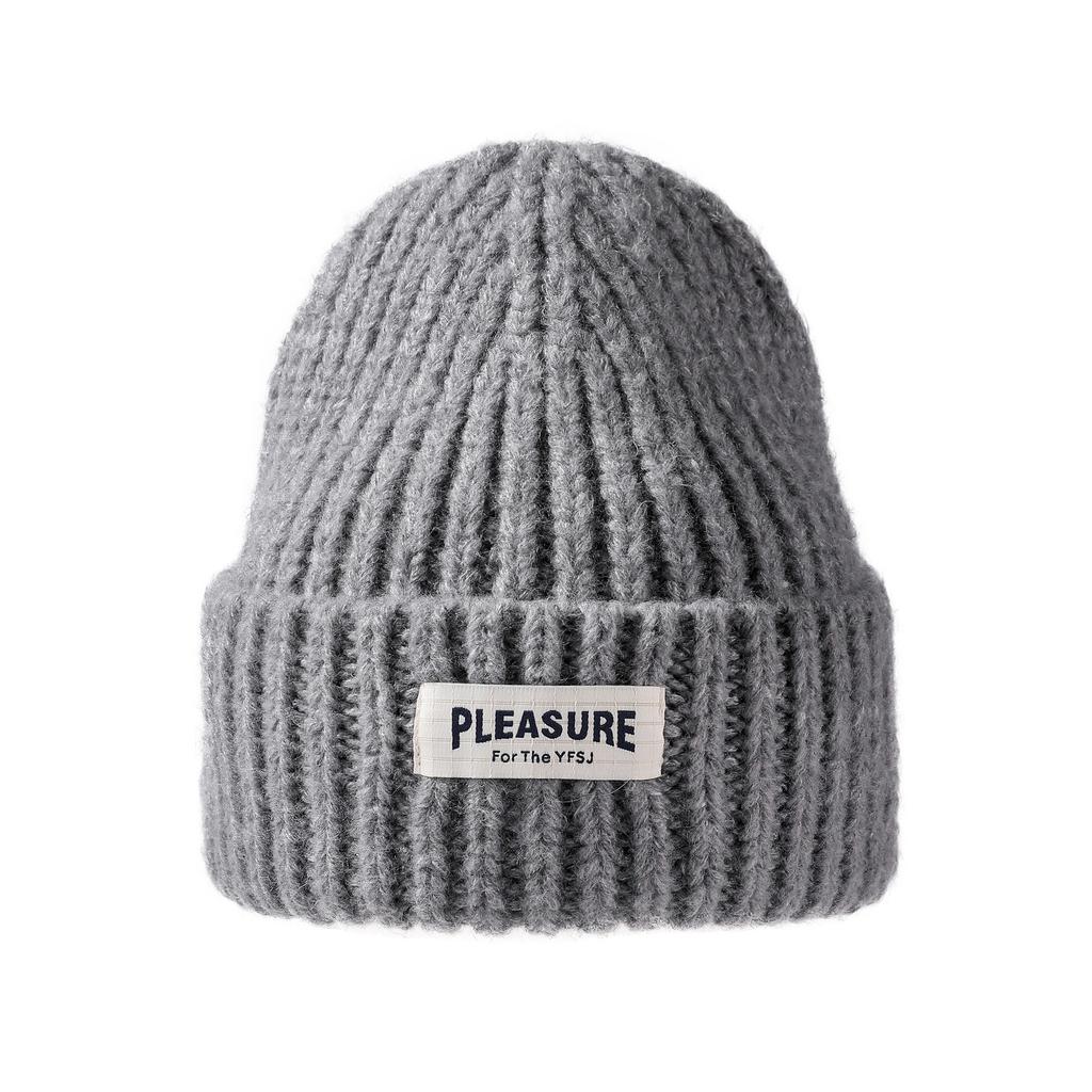 Coarse Needle Cloth Label Knitted Hat Women's Winter Outdoor Thickened Warm Cover Wool Hat