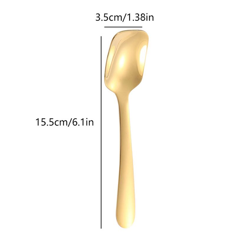 304 Stainless Steel Children's Spoon Fork Ice Cream Spoon Short Handle Square Head Spoon Spaghetti Salad Fork Student Tableware