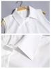 Women's Korean Style Summer Sleeveless Chiffon Vest Top with Lapel - White