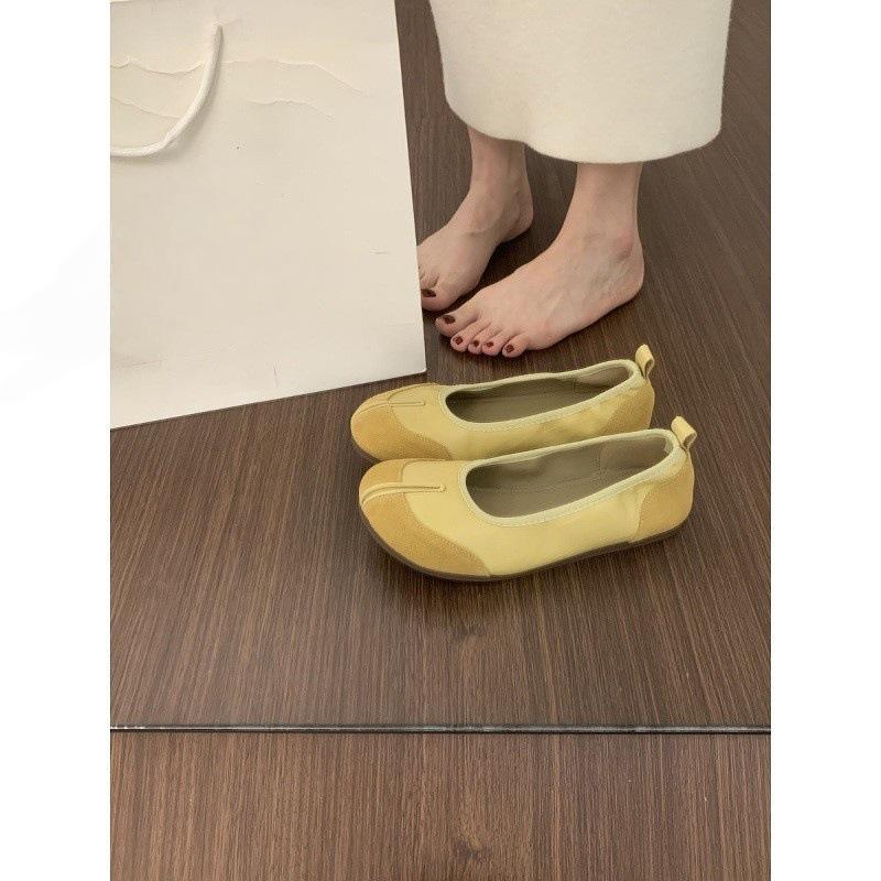 French flat-soled evening breeze gentle shoes versatile and not tired feet soft leather grandma shoes one foot split-toed ballet single shoes women