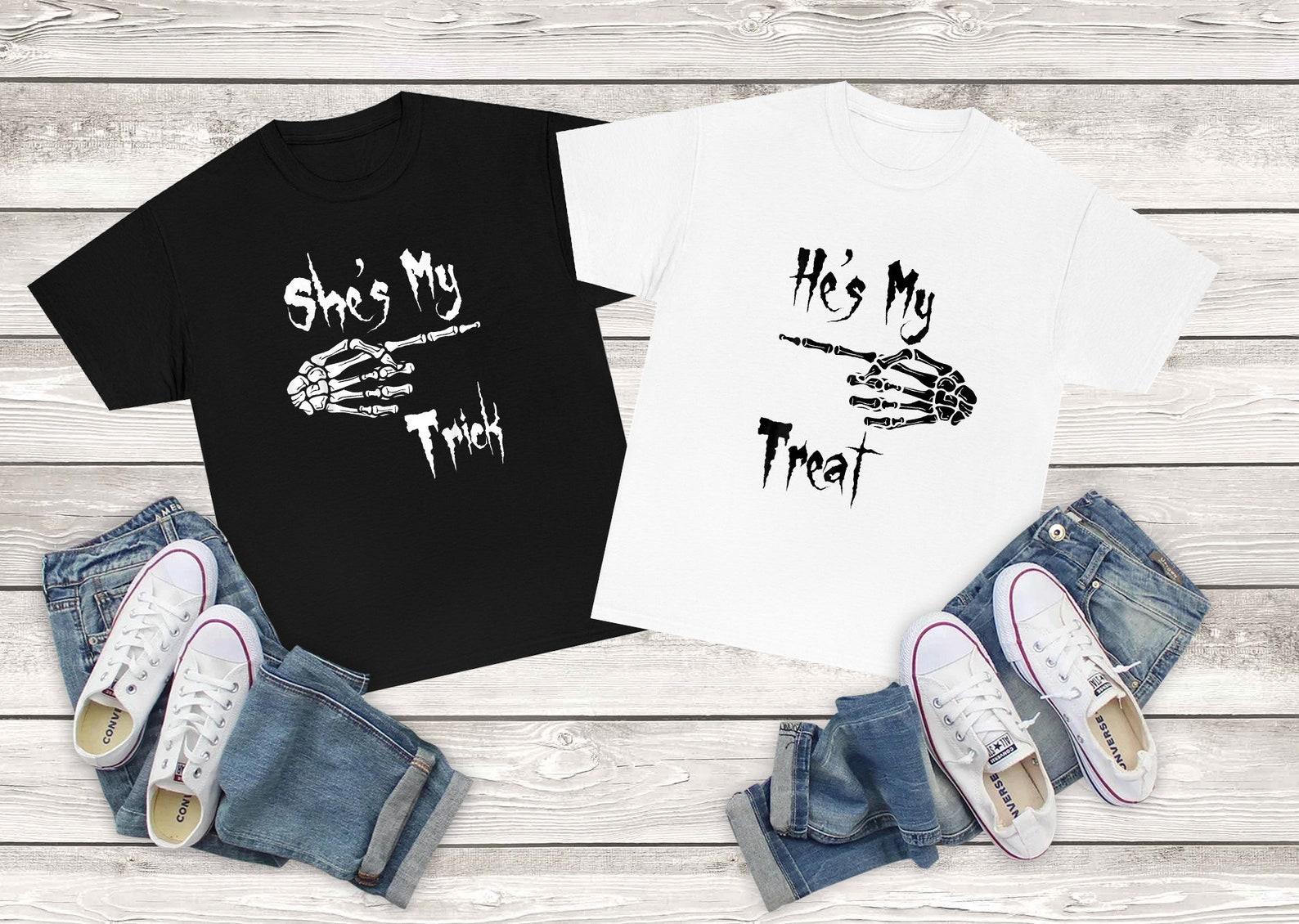 Couple Halloween She s my trick He s my treaT-Shirt 2XL