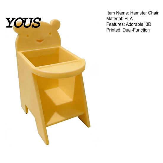 Pet Dinner Plate Design Hamster Dining Chair, 3D Printed Mini Seat, Cute Clean Feeding Area For Pets Furniture for Sugar Glider, Rat Cage Decor