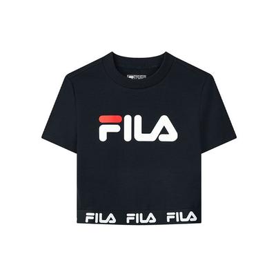 Logo Print Sports Round Neck Short Sleeve T-Shirt Women Tops Legend-Blue F11W138105FNV