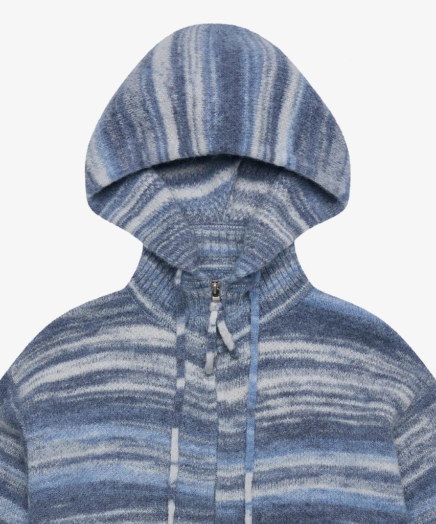 Golden Sunshine Wool Stripe Knit Hood Zip-Up_Blue