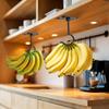 Banana Hook Under Cabinet, Foldable Metal Banana Hanger to Keep Bananas Fresh, Banana Holder Under Cabinet for Bananas or Other Kitchen Items (Black)