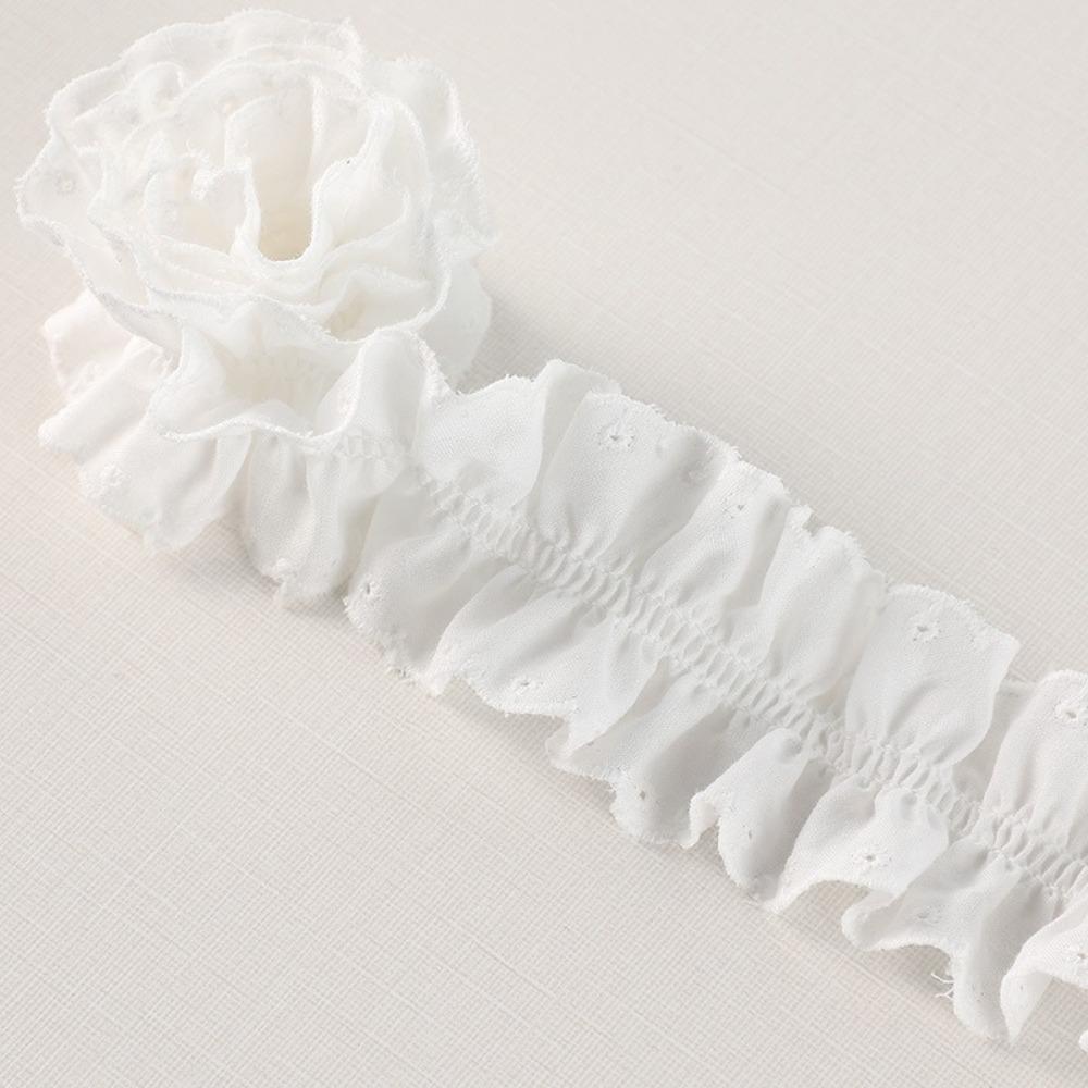 Applique Trim Cotton Lace Trim Pleated Design Embroidery Embroidery Ribbon Pleated Fabric L