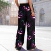 Women Summer Boho Palazzo Pants High Waist Wide Leg Halloween Printing Casual Trousers With Pockets