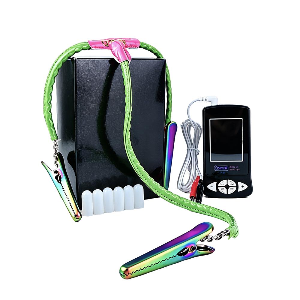 QKKQ 3 Clips Metal Alligator Nipple Clamps with Mouth Clamp Nipple Pain and Electro Stimulation BDSM Clamps for Women Men