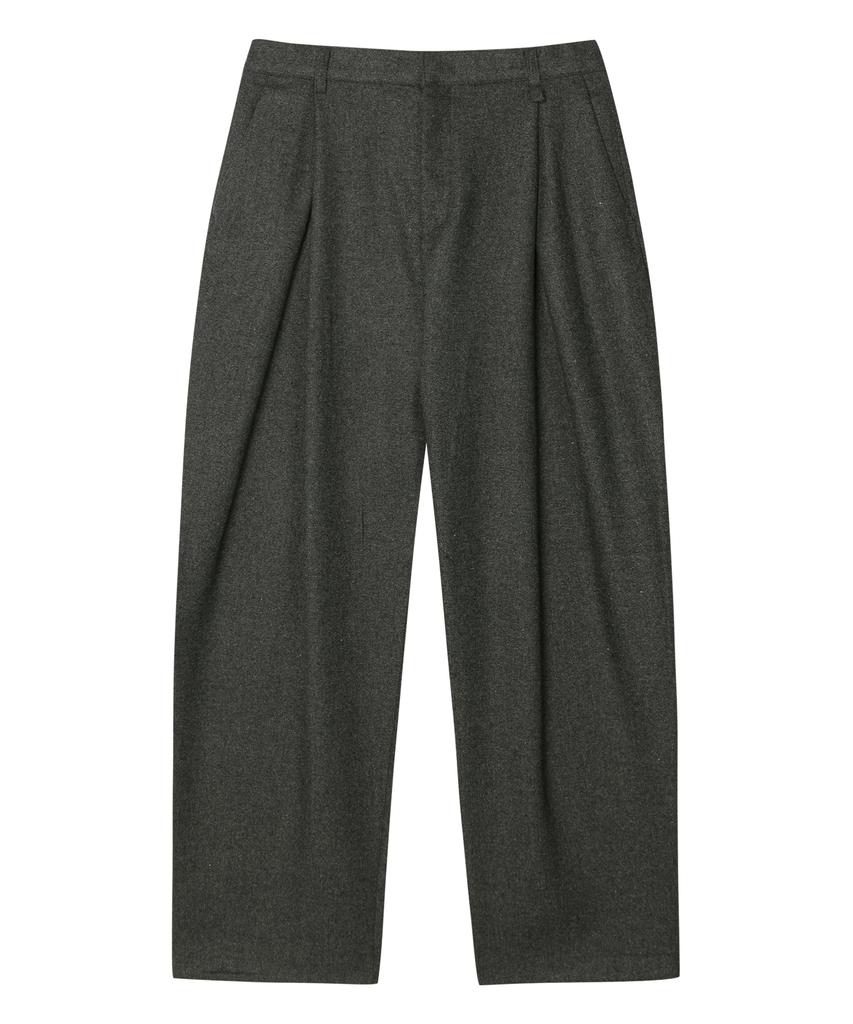 NOISE Wool Flannel Slit Wide Slacks - Charcoal