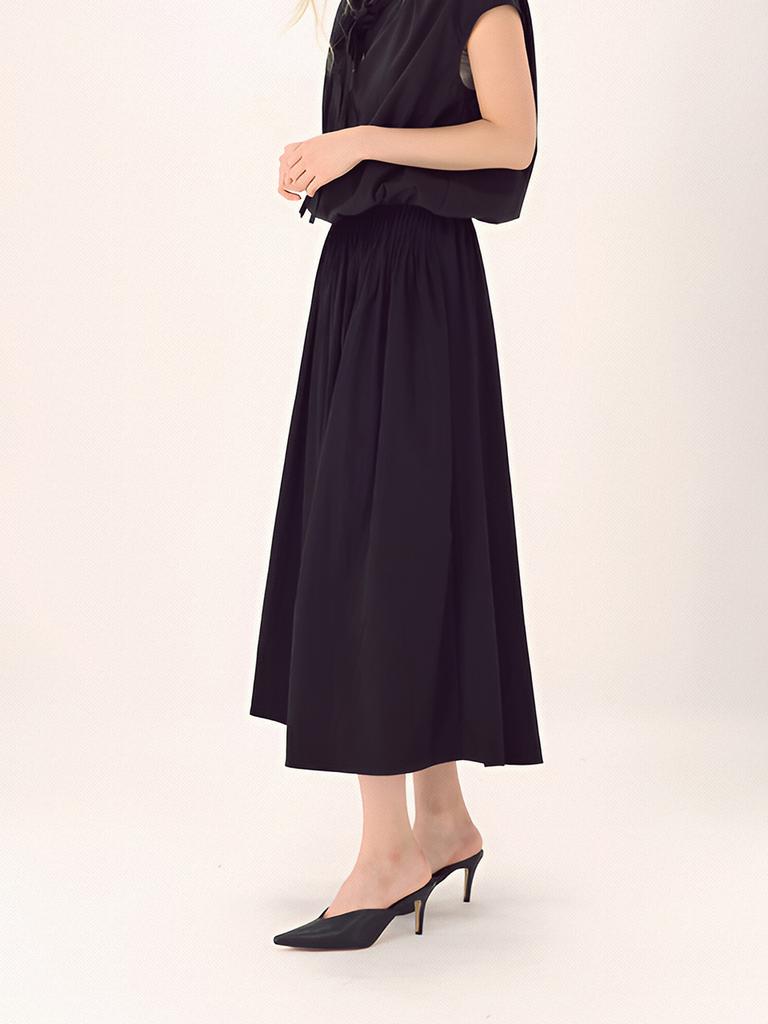 ACUD Pin Tuck Flare Banding Skirt _Black