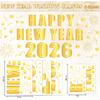Whaline 6 Sheet 2026 Happy New Year Window Clings Foil Gold New Years Eve Firework Reble Window Decals for Home Office Classroom Party Decor