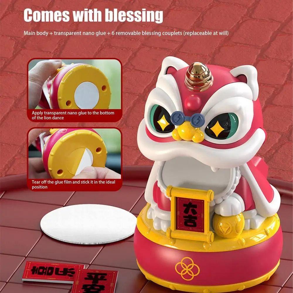 Attracting Wealth Desktop Wake Lion Statue Solar Shaking Head Ornament  Home Car