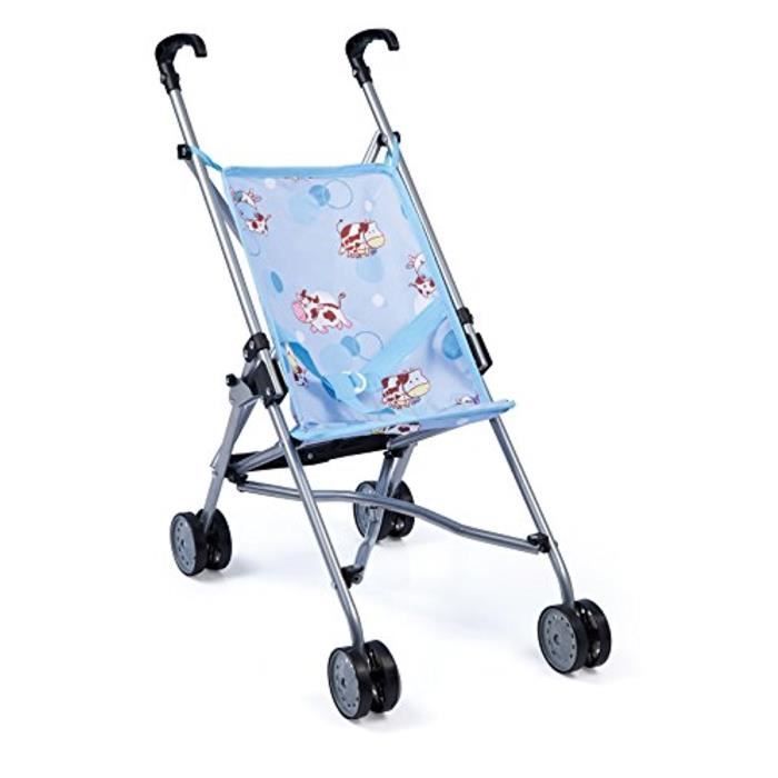 Poussette canne réglable bleu - 30134 - double roues - ceinture de sécurité intégrée