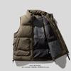 Mens Puffy Down Vest With Stand Collar 50% White Duck Fill Warm Lightweight Workwear Style Fall Winter