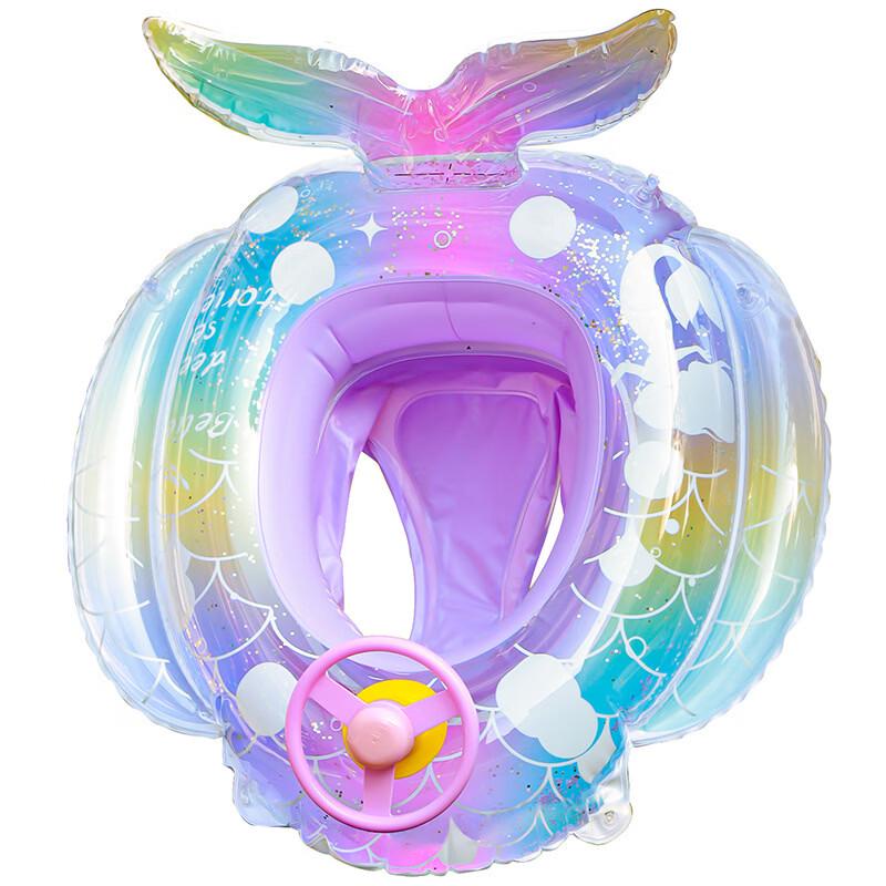 Inflatable Mermaid Baby Swim Float with Sunshade
