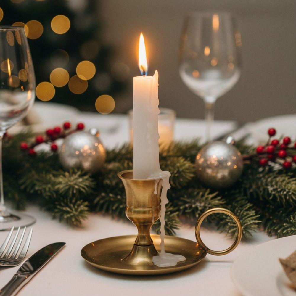 2 Piece with Holding Ring Desktop Candlestick Retro Candle Stand  Restaurant