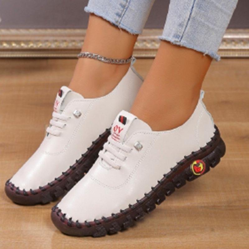 Damen Handgemachte Flache Schuhe mit Weicher Sohle, Bequeme Slip-On Schuhe, Übergrößen Frühling Sommer Schuhwerk